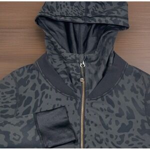 Lululemon Namaskar Hoodie Women 6 Animal Swirl Deep Coal Black Full Zip-EUC